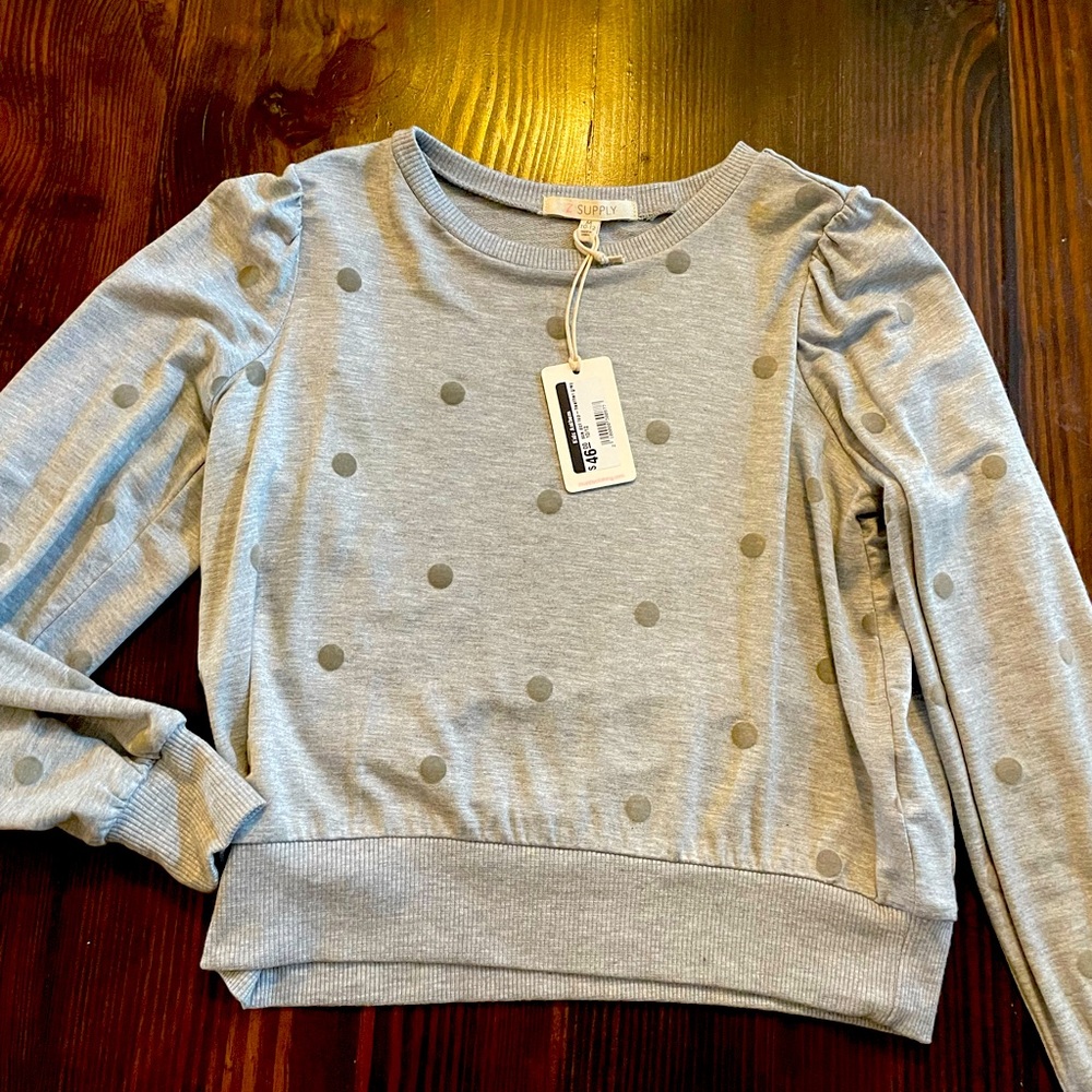 Z supply youth Zoe dot top long sleeve size youth Heather grey 10-12